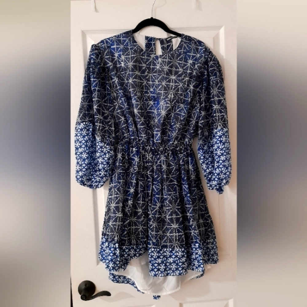 Blue and white dress